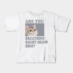 Are you Breathing Right Meow Bro? Kids T-Shirt